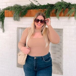 Buddy Love Tan Cut Out Long Sleeve Bodysuit